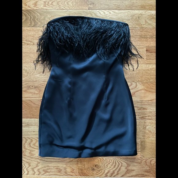 Ramy Brook Aurelia Strapless Feather Trim Mini Dress - Picture 2 of 3